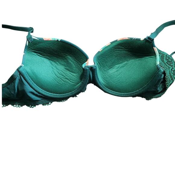 Auden Teal Floral Lightly Padded Underwire Demi Coverage Adjustable Strap 34B - Picture 5 of 6